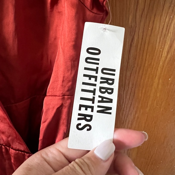 Urban Outfitters Beau Satin Short Sleeve Wrap Dress - Picture 5 of 7